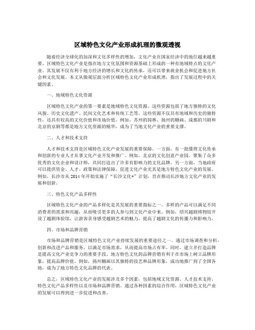 区域特色文化产业形成机理的微观透视