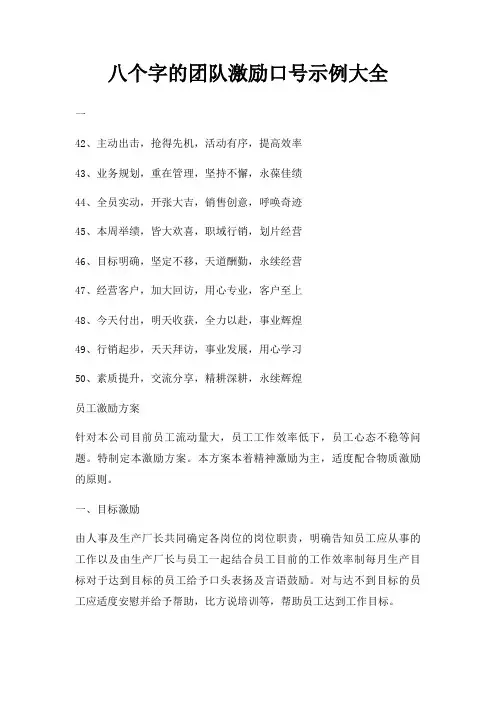 八个字团队激励口号示例大全