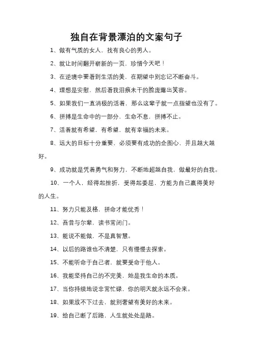 独自在背景漂泊的文案句子