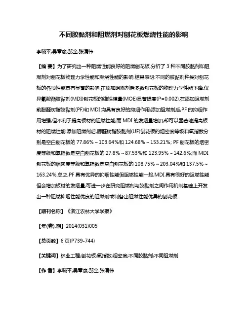 不同胶黏剂和阻燃剂对刨花板燃烧性能的影响