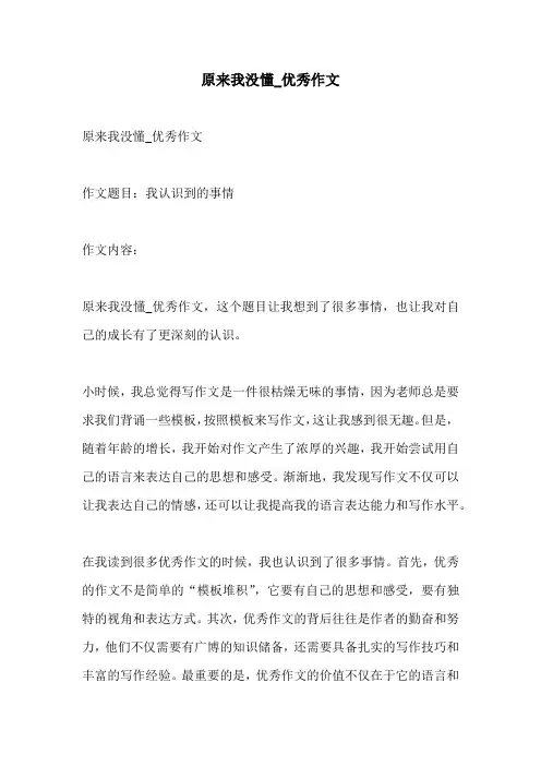 原来我没懂优秀作文