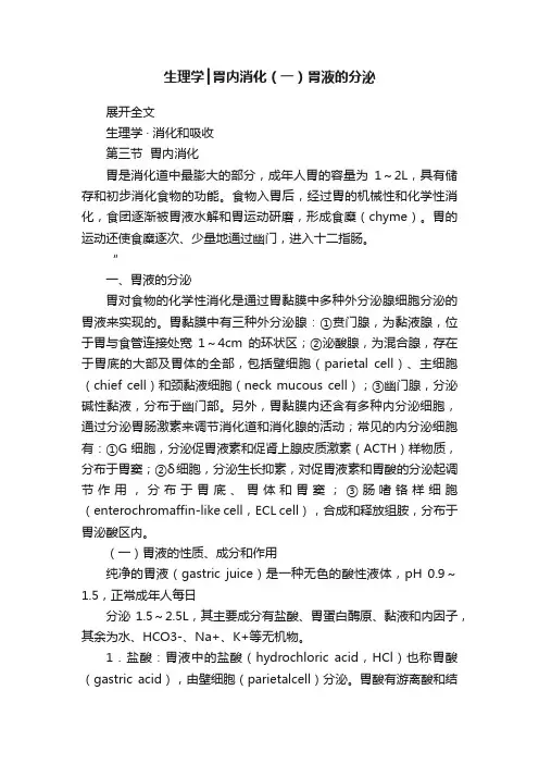 生理学┃胃内消化（一）胃液的分泌