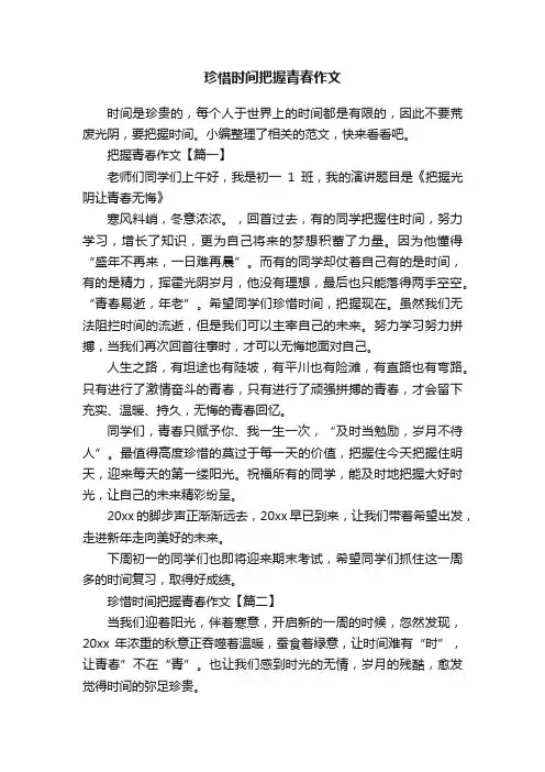 珍惜时间把握青春作文