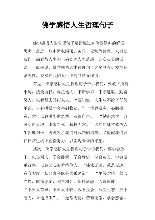 佛学感悟人生哲理句子