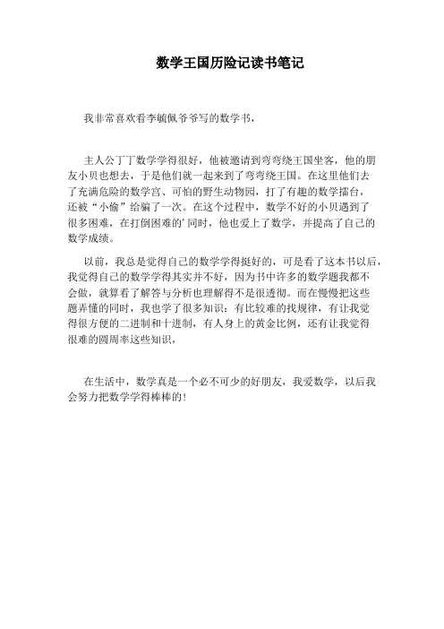 数学王国历险记读书笔记