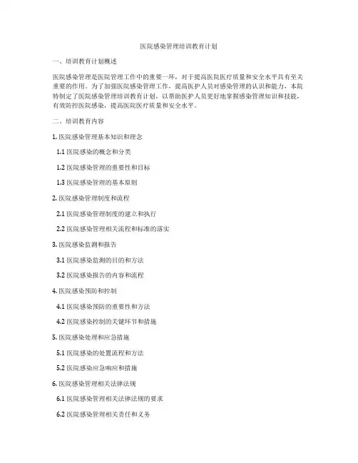 医院感染管理培训教育计划