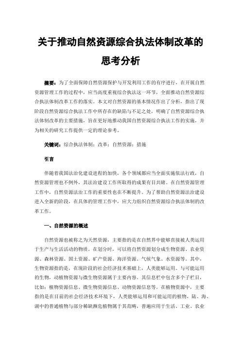 关于推动自然资源综合执法体制改革的思考分析