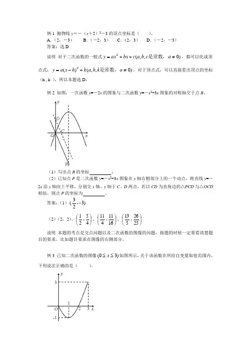 杨浦最好的秋季补习班新王牌函数抛物线习题解析