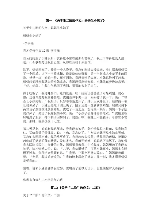 关于二胎的作文500字