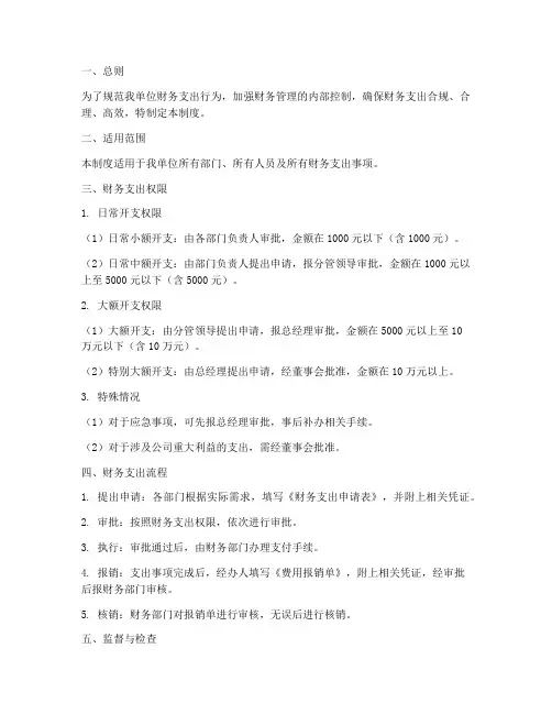 财务管理制度费用支出权限