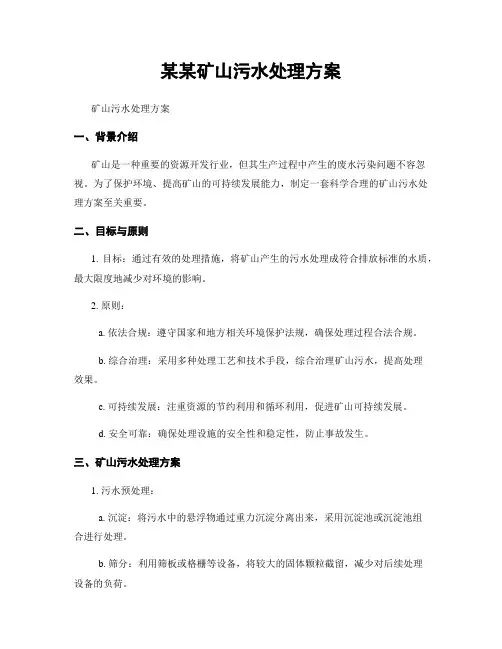 某某矿山污水处理方案
