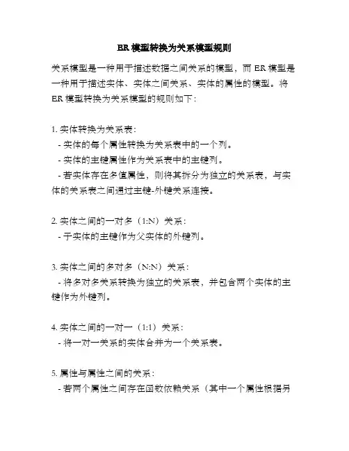 ER模型转换为关系模型规则