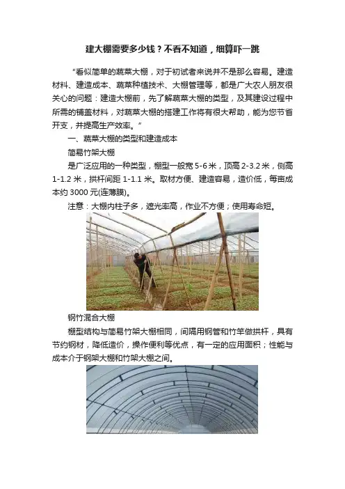 建大棚需要多少钱？不看不知道，细算吓一跳