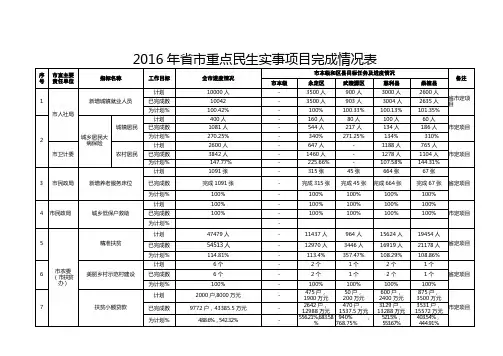 2016年省市重点民生实事项目完成情况表【模板】