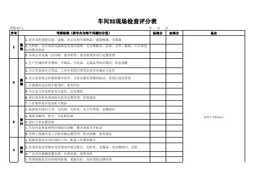 5S检查评分表