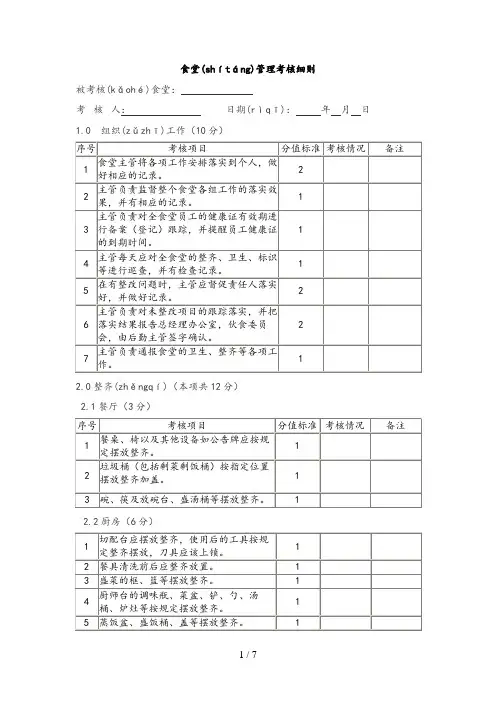 食堂考核细则