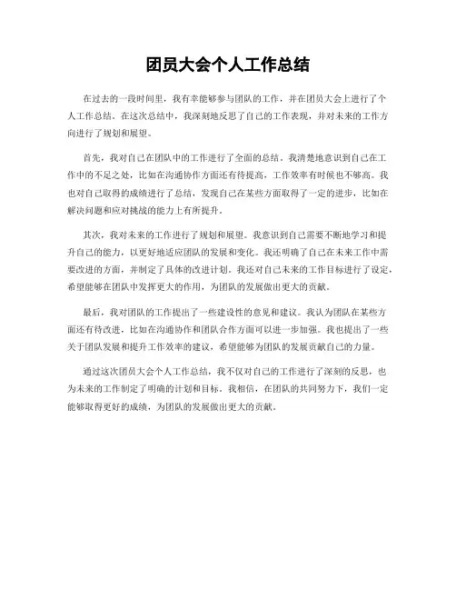 团员大会个人工作总结