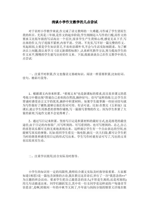 浅谈小学作文教学的几点尝试