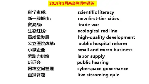 摘选 2019年3月两会热词中译英