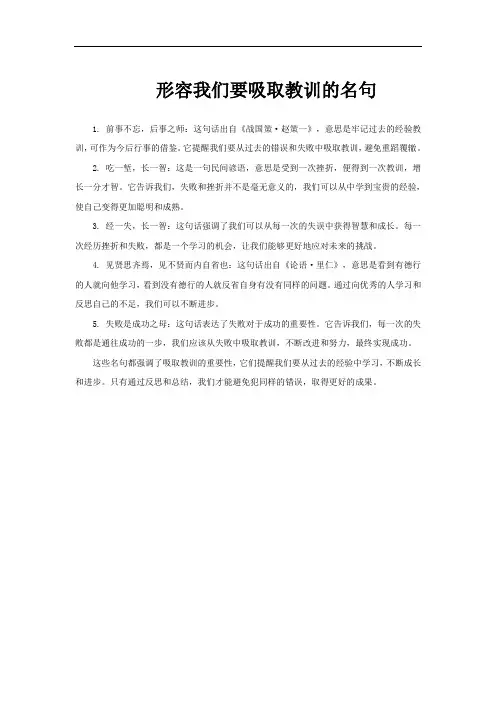 形容我们要吸取教训的名句