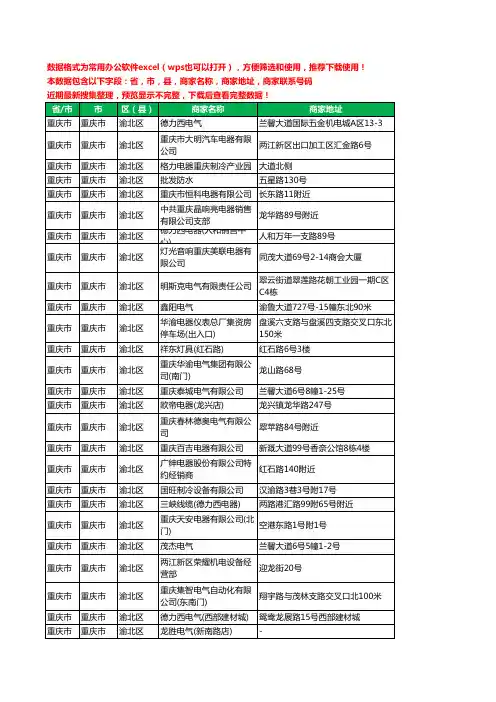 2020新版重庆市重庆市渝北区电器有限公司工商企业公司商家名录名单黄页联系电话号码地址大全145家