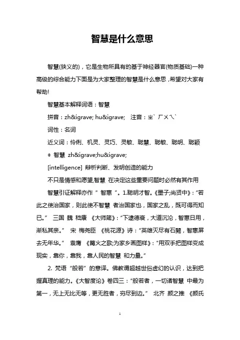 智慧是什么意思