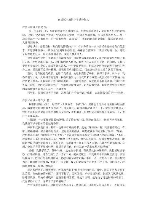 在尝试中成长中考满分作文