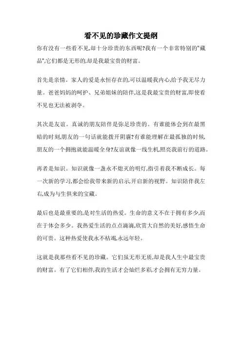 看不见的珍藏作文提纲