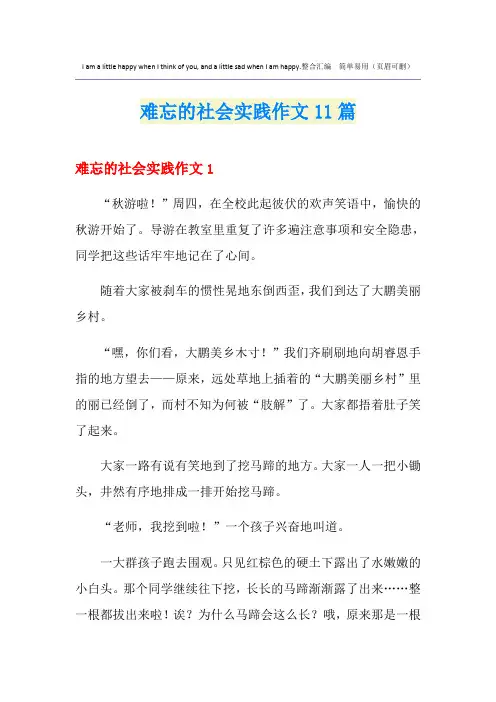 难忘的社会实践作文11篇