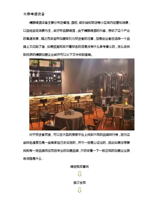 十大精酿啤酒设备品牌加盟哪家好