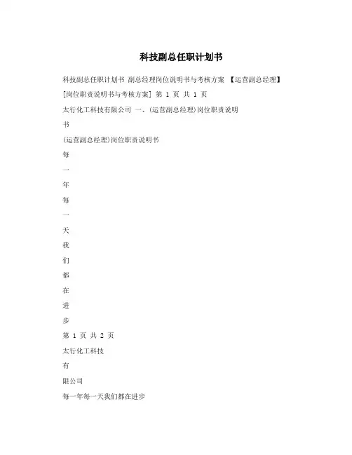 科技副总任职计划书