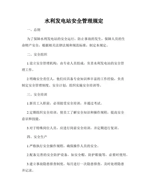 水利发电站安全管理规定