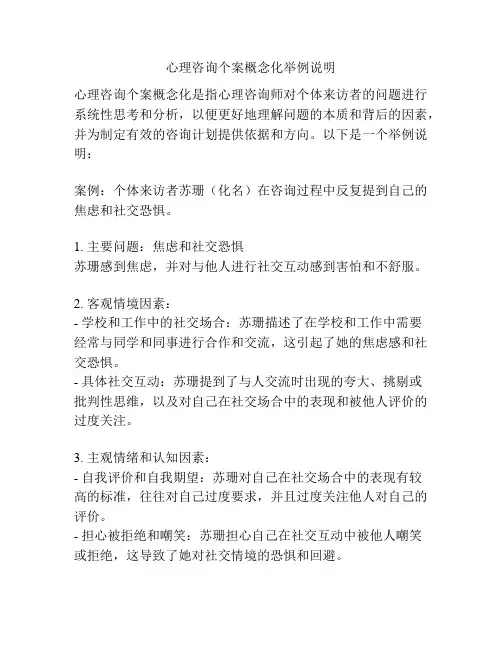 心理咨询个案概念化举例说明