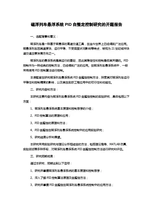 磁浮列车悬浮系统PID自整定控制研究的开题报告