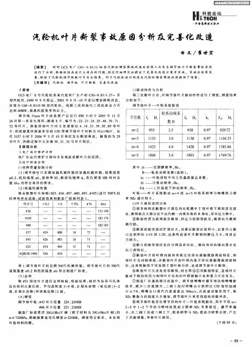 汽轮机叶片断裂事故原因分析及完善化改造