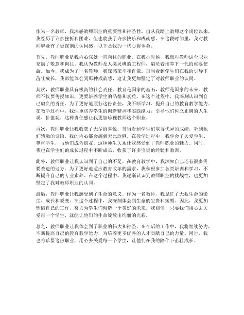 教师职业认同感心得体会