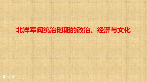人教统编版高中历史必修中外历史纲要上册第20课北洋军阀统治时期的政治、经济与文化-课件