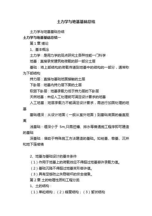 土力学与地基基础总结