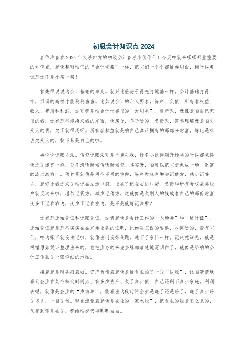 初级会计知识点2024