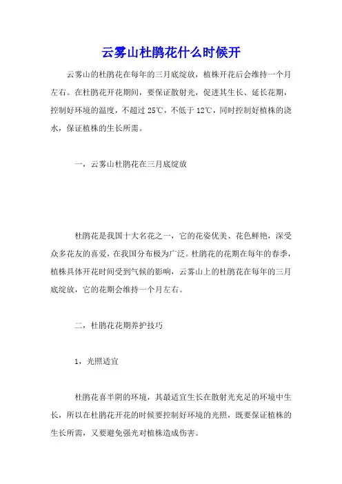 云雾山杜鹃花什么时候开