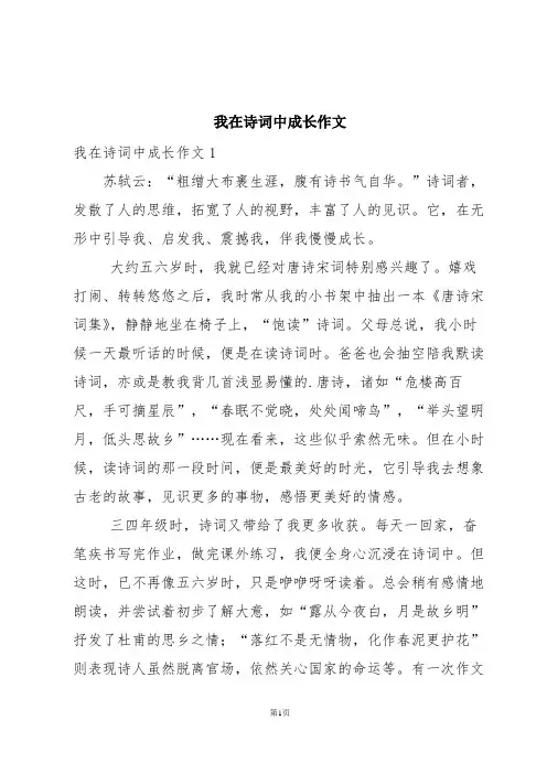 我在诗词中成长作文