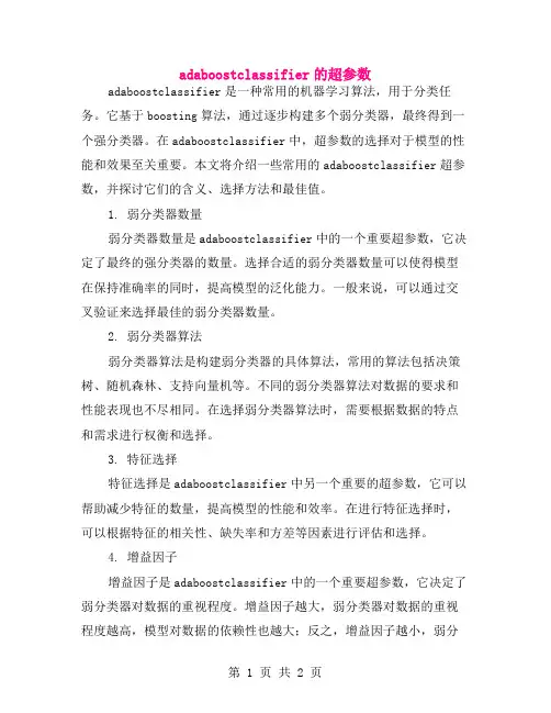 adaboostclassifier的超参数