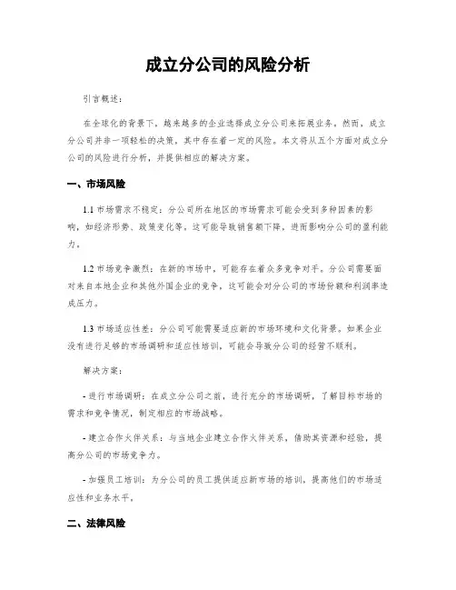 成立分公司的风险分析