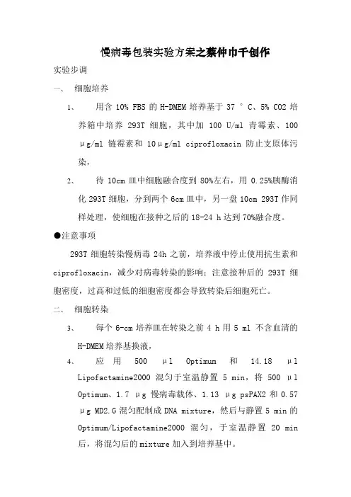 293T细胞中包装慢病毒的方法