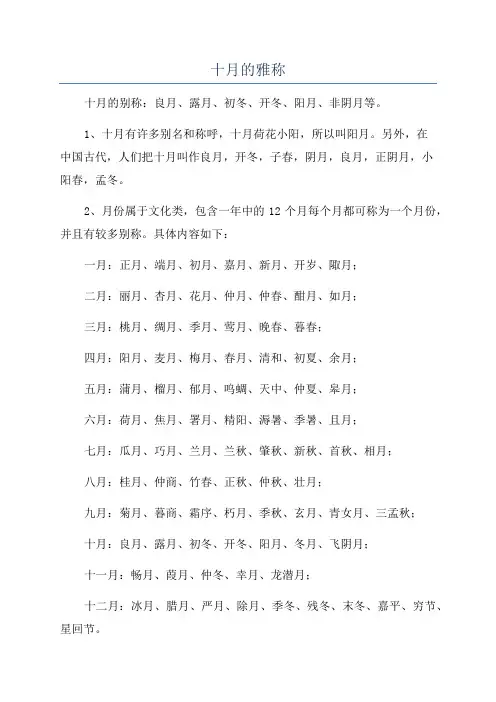 十月的雅称