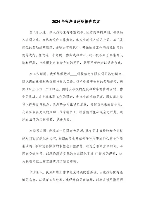 2024年程序员述职报告范文（四篇）