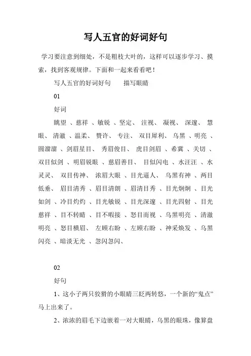 写人五官的好词好句