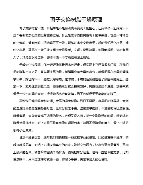 离子交换树脂干燥原理
