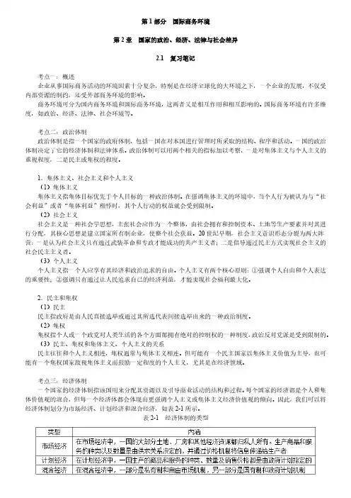 韩玉军国际商务第2版框架知识点及课后习题解析