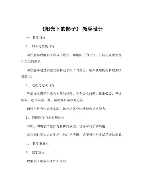 《阳光下的影子》 教学设计